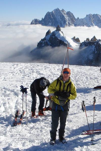 Preparing to descend the Valle Blanche into Chamonix. This section of the Alps has the biggest, most accessible concentration of classic alpine rock and ice routes I've ever seen! Worth every bit of the hype. Go if you get the chance.