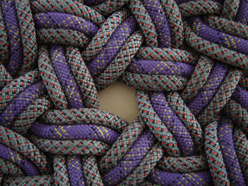 Close-up of round weave pattern's center.