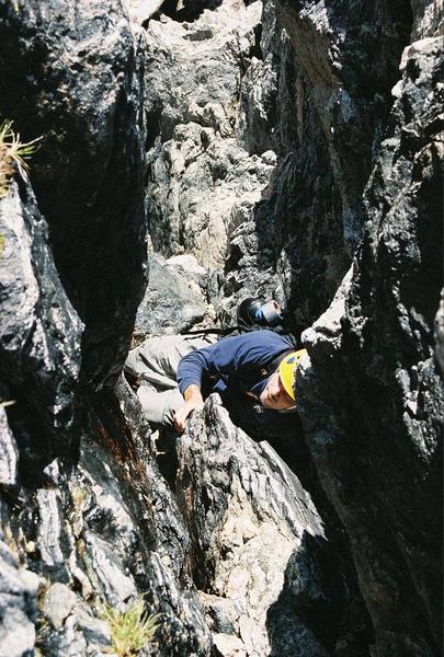 Dan Leonhard at the crux during dry conditions.