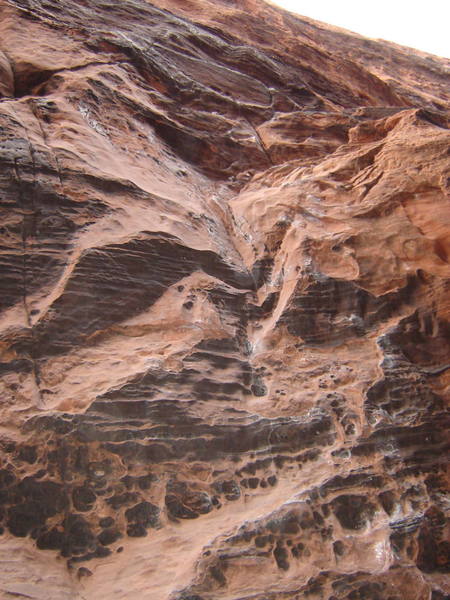 Looking up from the belay of Vagabonds.
