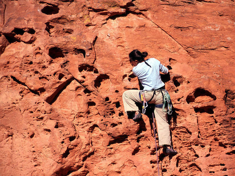 My wife Koren on one of her first leads.