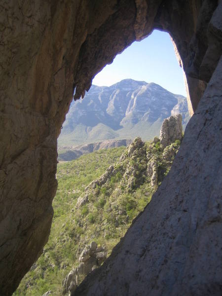 Through the "eye" on pitch 1.