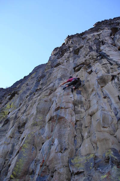 Rules for Stems: FA, at the first crux. Photo by Tuck Russell.