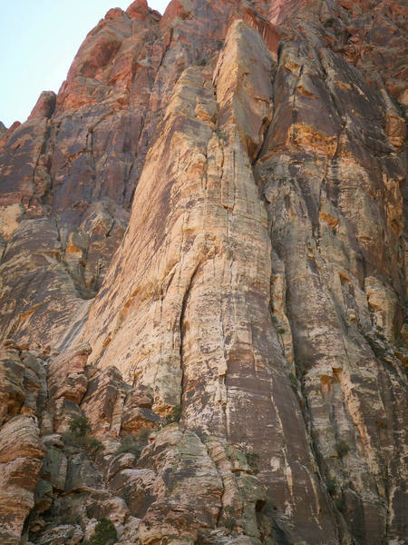 Ginger cracks is to the right of the arete and unimpeachable groping goes through the roof on the face to the left side of the arete.