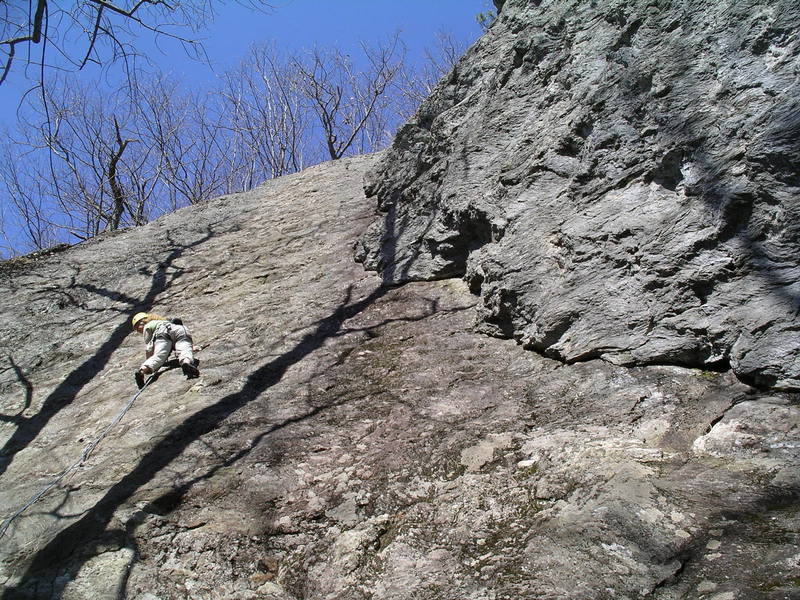 Climber leading Bolt Line.