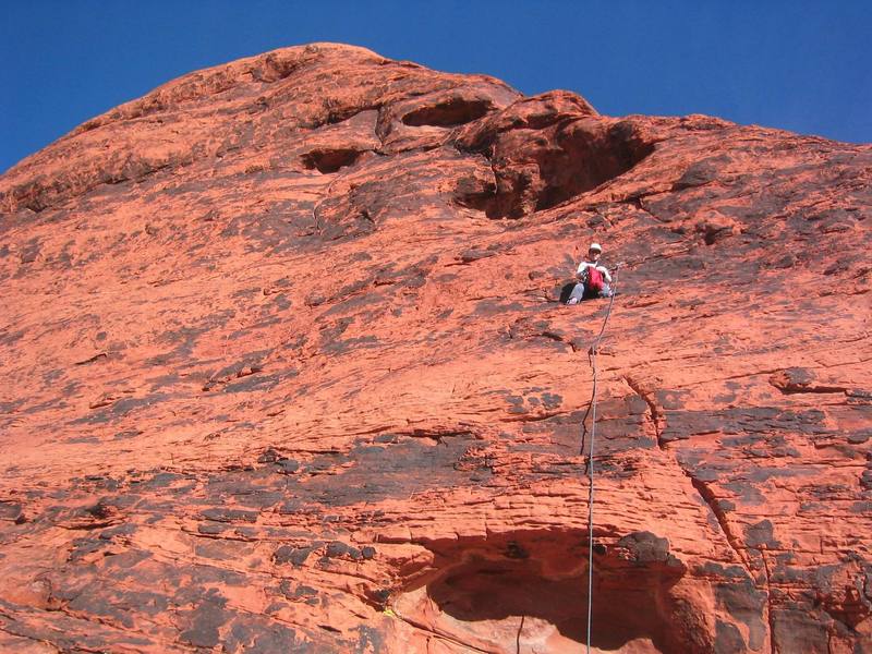 I forgot the name of this climb, it is a 5.easy (5.4ish) sport climb to the climbers right of the Gallery.