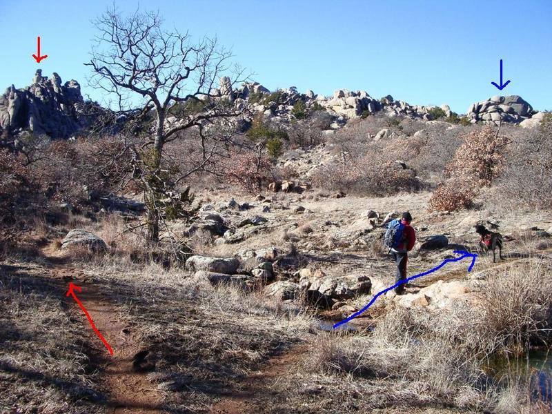 Shows Crab Eyes (red arrow) and Lost Dome (blue arrow) at the trial