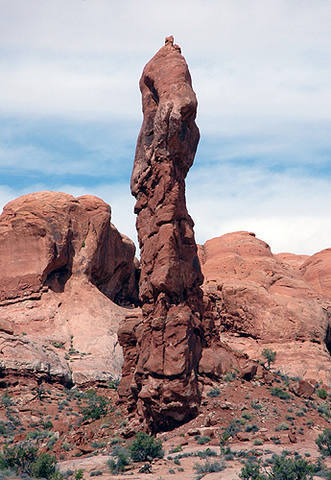 One of the many spires found at Arches National Park.<br>
Photo by Blitzo.