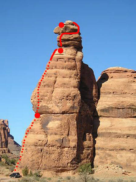 The route ascends a corner just beyond the picture. Note the long approach from the parking space (dont knock any loose rocks off onto your car).