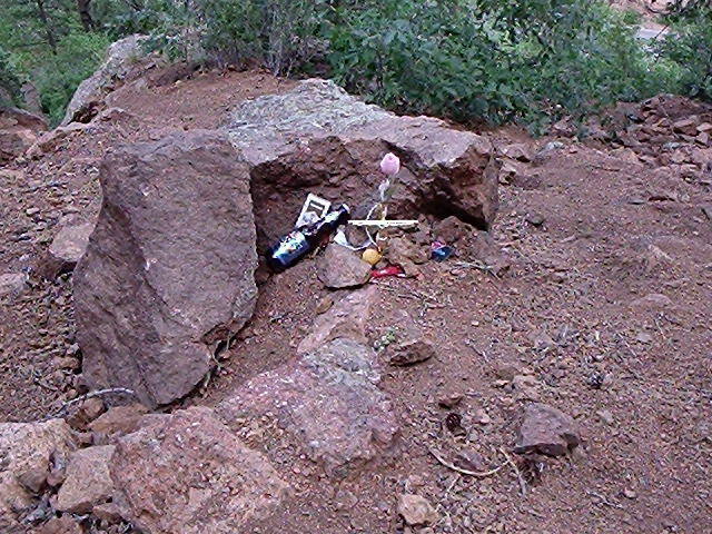 Memorial for fallen climber at the base of the Army Route (a few years back)
