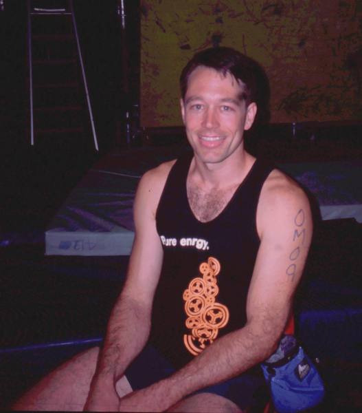 Tony waiting for his turn to climb at the Singapore 'National Climbing Competition' of 2005. Photo by Wan, 2005.