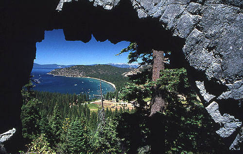 Glenbrook-Lake Tahoe, NV, through the arch at Shakespeare Rock.<br>
Photo by Blitzo.