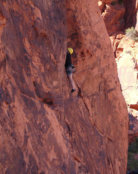 Mike making it look easy. I whined, and struggled as usual on this hard sport route. A beautiful day out, despite my complaining.
