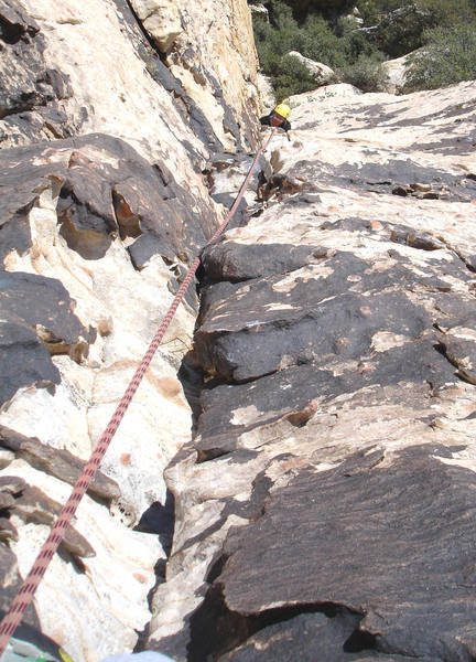 Mike following up the first pitch of Purblind Pillar.