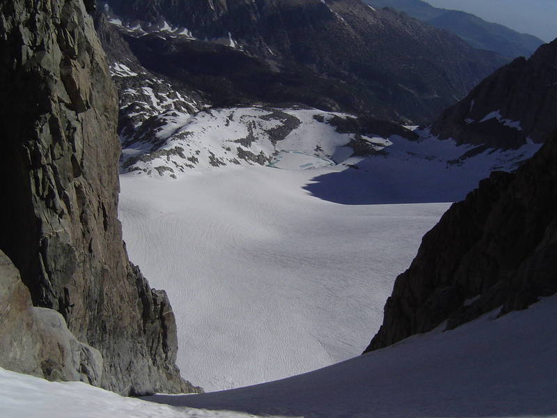 The view down the U Notch, N. Palisade, July, 2006.