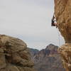 Drew Peterson flashing Keep Your Powder Dry, Trophy wall, Red Rocks, Nevada. Photo by Ara Finlayson
