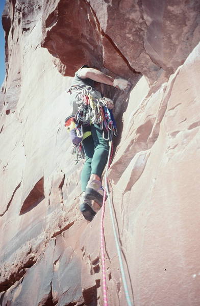 Primrose Dihedrals ,Moses Tower,climber:Olaf,photo: Steve Morris