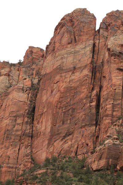 Route follows crack system in the center of this steep face.