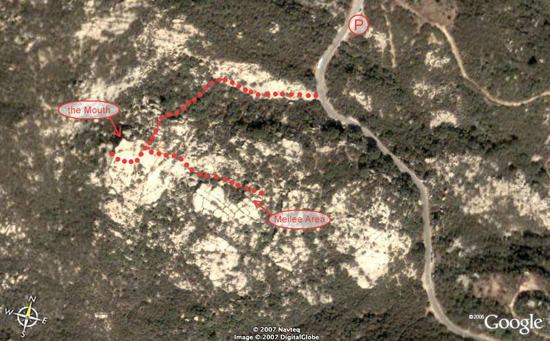 Overview of Lizard's Mouth. Park 50 yards before the entrance to the Gun Club.