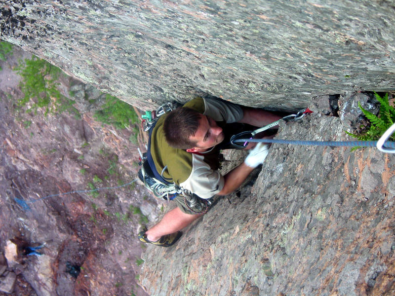 Moving above the crux.