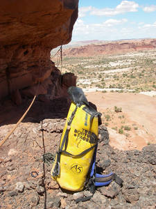The ledge atop pitch 1 and the traverse of pitch 2