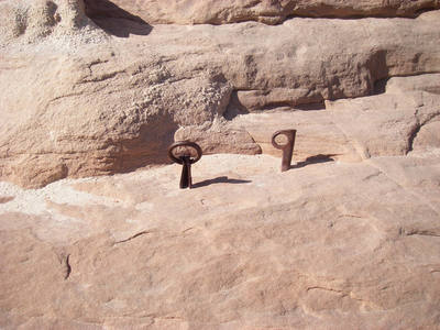 An anchor that leaves a lot to be desired. If we assume these things went into the hilt, then there has been a lot of erosion over the last 27 years. I put in two 1/2 inch bolts, but left these relics for historical purposes.