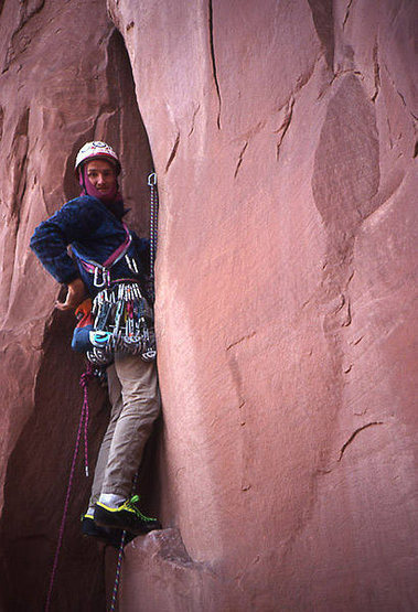 George Armstrong on West Face.<br>
Photo by Todd Gordon.