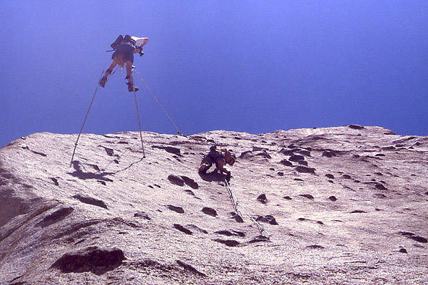 Climber, Tom Michael being photographed by Greg Epperson.<br>
Photo by Todd Gordon.