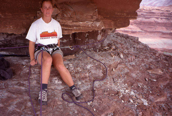 Andrea Gordon at the base of the climb. Photo by Todd Gordon