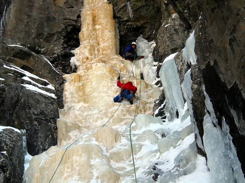 Climbing pitch 1. February 2004.