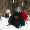 Roberto and Joel approaching Tears of Joy through waist deep snow. February, 2004.