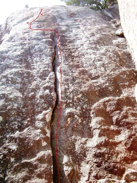 Shows foolish behavior and appoximate location of bolts on route.