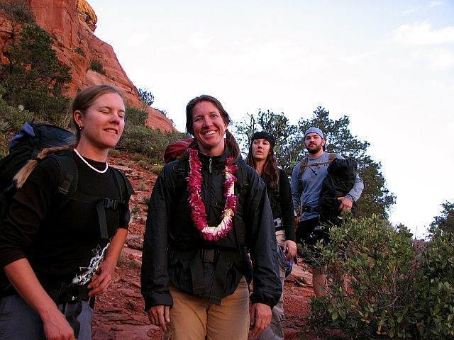 A tired Matt and Natalie with Holly and Marcy after the rappel.