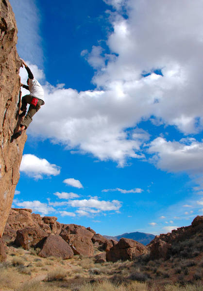 The West Face of the Serengeti Boulder. This side offers great semi-highball warmup problems.