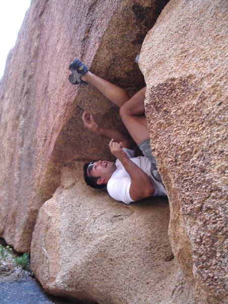 Patrick giving beta on some very unique Cirque Du Soleil style climbing moves.<br>
<br>
Now, Patrick....explain that to me again.