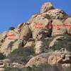 View of Stoney Point from near Boulder 1 with some walls labeled.