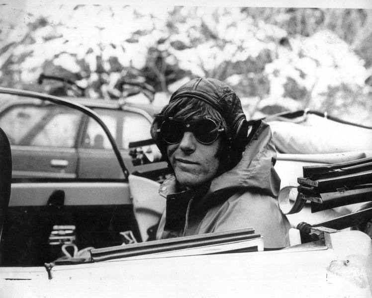 Fashionable Boulder Canyon climber pondering the abundance of protection for safe climbing (cracks and seams) back in 1979.