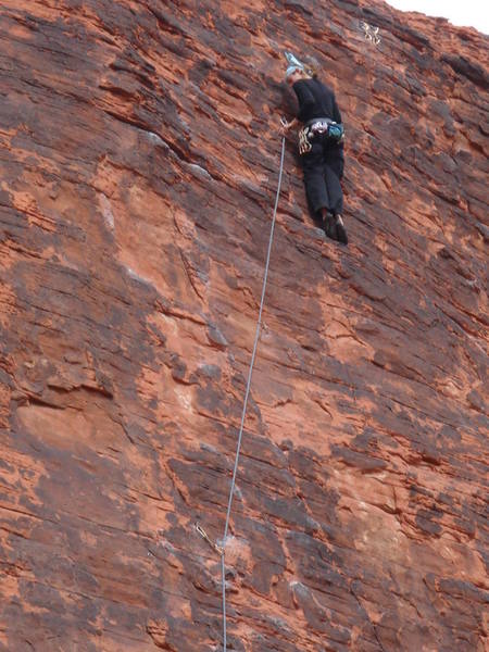 Close to the end. Great (near) vertical climbing!