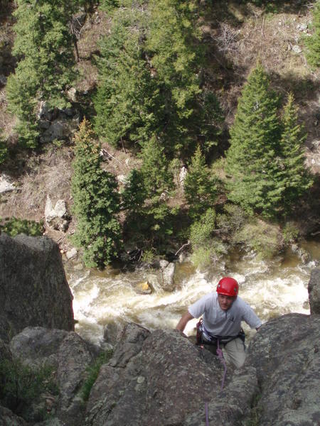 The last little scramble to the top which we just ran out to our anchor.