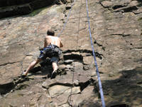 At the first crux go to the left. The undercling on the left sets you up much better...