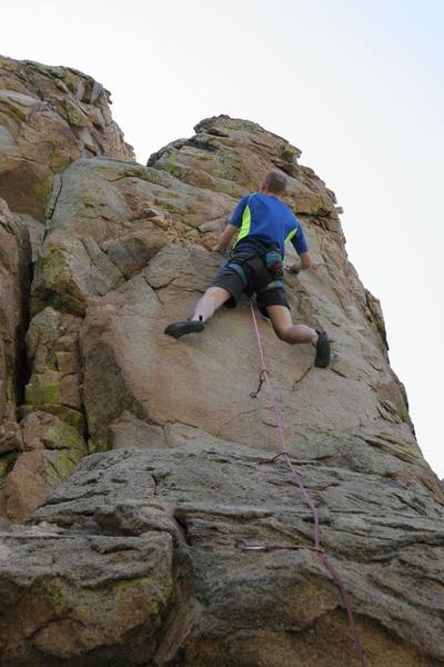 Chris on the final exposed section of One Armed Bandit.