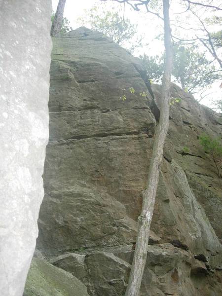 third face as you walk in<br>
short, one bolt climb<br>
Rating: unkown 5.11?? <br>
Name: unknown