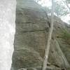 third face as you walk in<br>
short, one bolt climb<br>
Rating: unkown 5.11?? <br>
Name: unknown