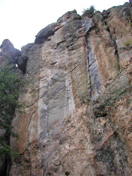 Ninja Ladder goes straight up the face left of the black streak/crack