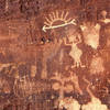 Petroglyphs and modern day defacement.<br>
Photo by Blitzo.