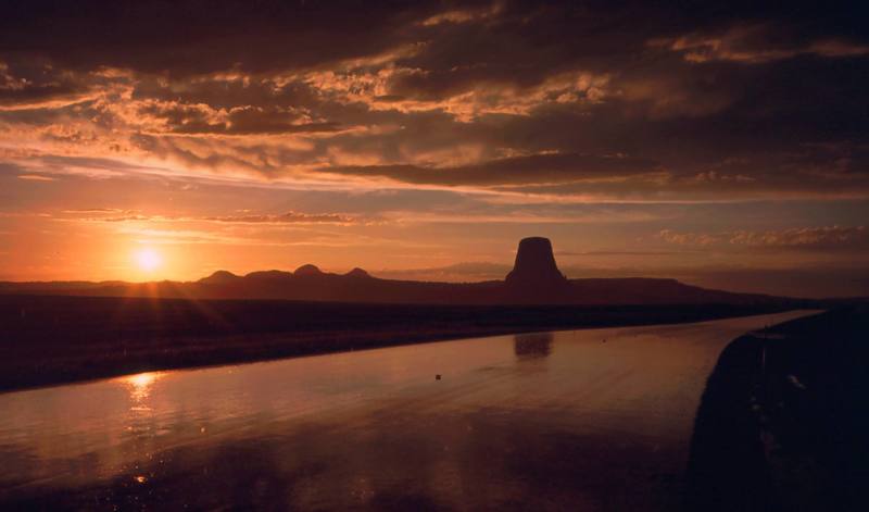 A less frequently shot view of Devil's Tower, just after the clearing of a summer storm. Photo by Tony Bubb, 7/01.