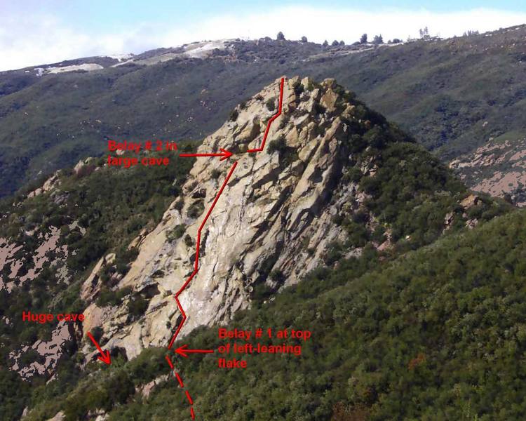 Approximate topo for 5.7 South Face route.