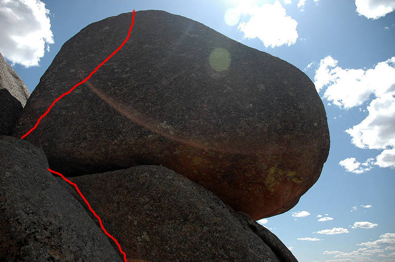 Stand and Deliver follows a line of 4 bolts up the face of the block. Anchors on the far edge.