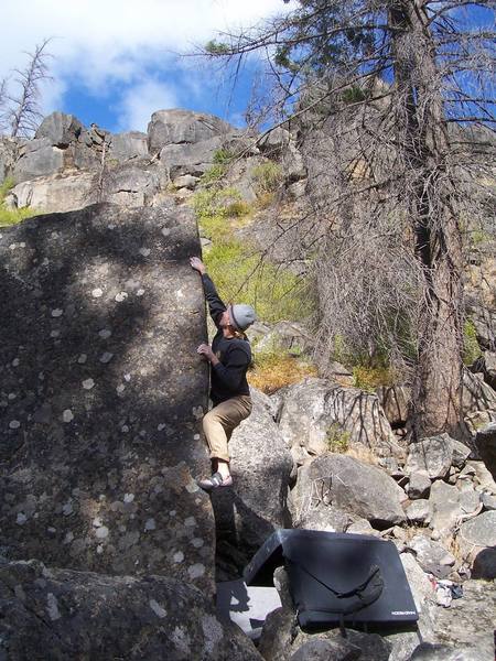 Kelly Sheridan on The Pickle (V3) at the Carnival Boulders.