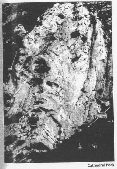 From the Tucker / Steele guidebook, route. 169= Cave Route (5.5)
